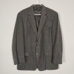 Hyde Park Men's Blazer Size 44R Gray Wool Herringbone Business Casual Academia